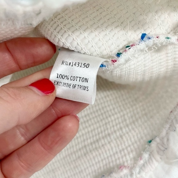 Chloe Oliver Cotton Cropped Smocked Ruffle Stripe Preppy Dreamy 90s Tank Top M - Picture 10 of 12